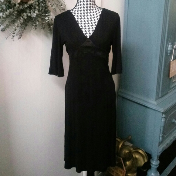 Nine&Co 3/4 Sleeve Black Dress Size S - Picture 2 of 5